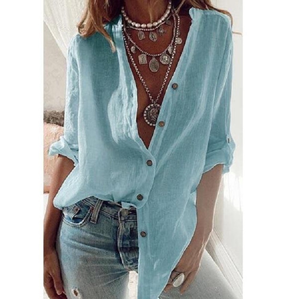 Women's Blouse Plain Solid Colored